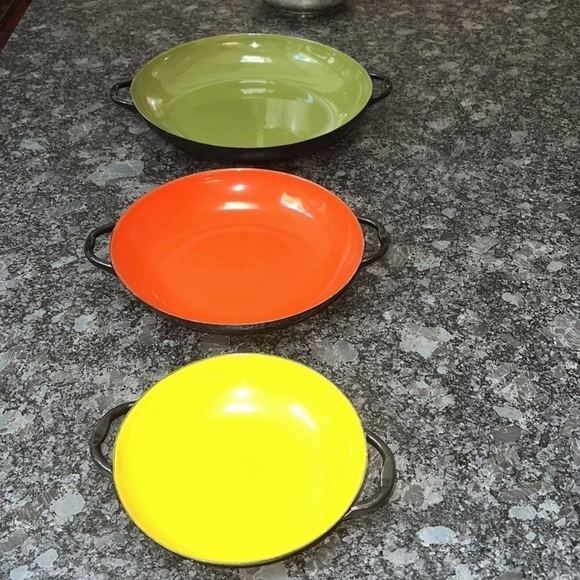 Set of 3 Vintage Enamel Paella Platters Pans Dishes - Picture 3 of 6